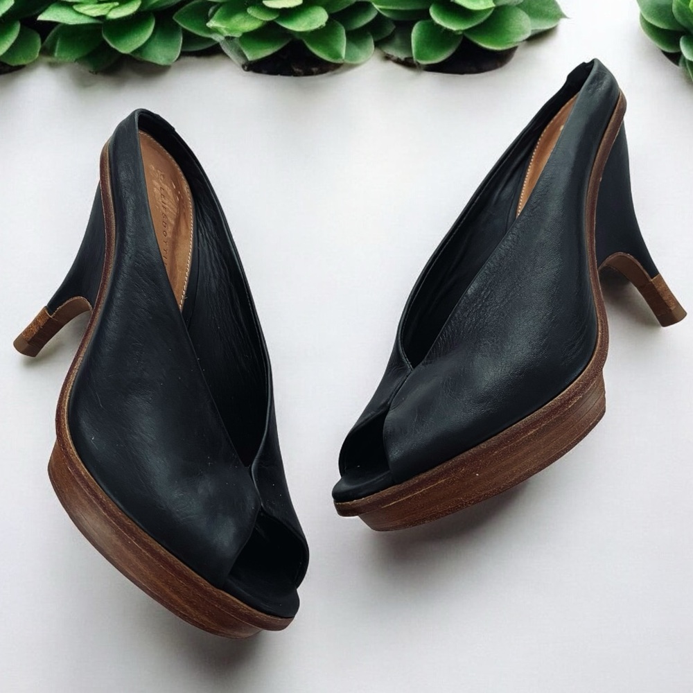 Anthropologie Black and Brown Mules